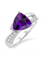 Trillion Shape Gemstone & Diamond Ring