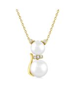 Cat Pearl & Petite Diamond Fashion Pendant