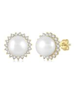Pearl & Petite Halo Diamond Fashion Earrings