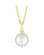 Pearl & Petite Halo Diamond Fashion Pendant
