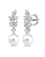 ThAeVer 14K White Gold Diamond Anniversary Earrings