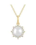 Pearl & Petite Halo Diamond Fashion Pendant