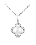 Clover Pearl & Petite Diamond Pendant