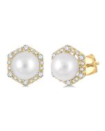 Pearl & Halo Diamond Fashion Earrings