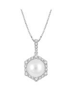 Imperial Nerissa Pearl & Halo Diamond Fashion Pendant