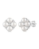 XeCaPho 14K White Gold Diamond Fashion Earrings