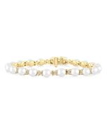 Pearl & Diamond Floral Fashion Bracelet