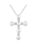 Cross Pearl & Diamond Fashion Pendant