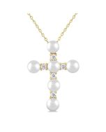 Cross Pearl & Diamond Fashion Pendant