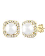 CaArVer LoLoXe 14K White Gold Diamond Halo Earrings