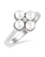 AeSolCa 14K White Gold Diamond Ring