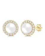 CelPhoZen 14K White Gold Diamond Halo Earrings