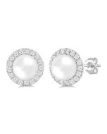 VerXeLo 14K White Gold Diamond Halo Earrings