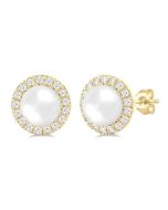 VelValXe 14K White Gold Diamond Halo Earrings