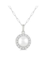 Pearl & Halo Diamond Pendant
