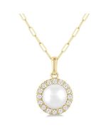 Pearl & Halo Diamond Pendant