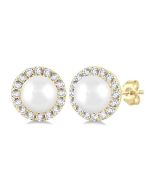 LuxThLo IonVerVio 14K White Gold Diamond Halo Earrings