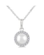 Pearl & Halo Diamond Pendant