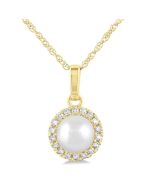 Pearl & Halo Diamond Pendant