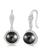 Black Pearl & Diamond Earrings
