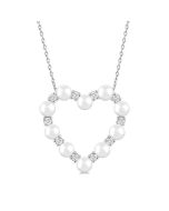 Heart Shape Pearl & Diamond Pendant