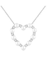 Heart Shape Pearl & Diamond Pendant