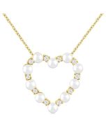 Heart Shape Pearl & Diamond Pendant