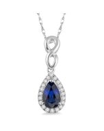 Sonata Pear Shape Gemstone & Halo Diamond Pendant
