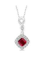 Majesty Cushion Shape Gemstone & Halo Diamond Pendant