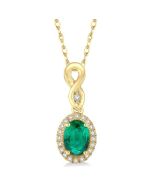 Nova Oval Shape Gemstone & Halo Diamond Pendant