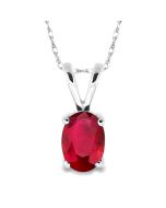 Garnet Oval Shape Gemstone Solitaire Pendant