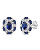 CaThNo 14K White Gold Diamond Halo Earrings