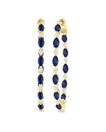 Inside-Out Marquise Shape Alternate Gemstone & Diamond Hoop Earrings