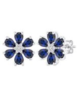LuxXeAr 14K White Gold Diamond Floral Earrings