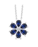 Ivy Blossom Pear Shape Gemstone & Diamond Pendant