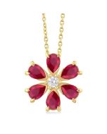 Sable Blossom Pear Shape Gemstone & Diamond Pendant