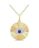 Fluted Evil Eye Gemstone & Diamond Fashion Pendant