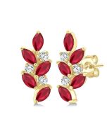 Marquise Shape Gemstone & Diamond Fashion Ear Climbers