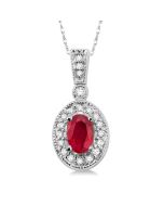 Blossom Oval Shape Gemstone & Halo Diamond Pendant