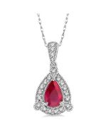 Ivy Pear Shape Gemstone & Halo Diamond Pendant