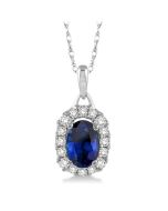 Haven Oval Shape Gemstone & Halo Diamond Pendant