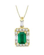  Emerald Shape Gemstone & Halo Diamond Pendant
