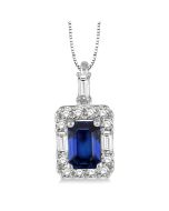 Haven Emerald Shape Gemstone & Halo Diamond Pendant