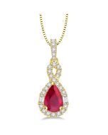 Raven Pear Shape Gemstone & Halo Diamond Pendant