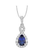 Sonata Pear Shape Gemstone & Halo Diamond Pendant