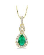 Echo Pear Shape Gemstone & Halo Diamond Pendant