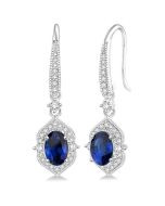 Oval Shape Halo Gemstone & Diamond Earrings