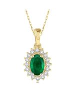 Nimbus Oval Shape Gemstone & Halo Diamond Pendant