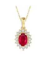 Aria Oval Shape Gemstone & Halo Diamond Pendant