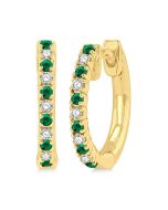 Gemstone & Petite Diamond Huggie Fashion Earrings